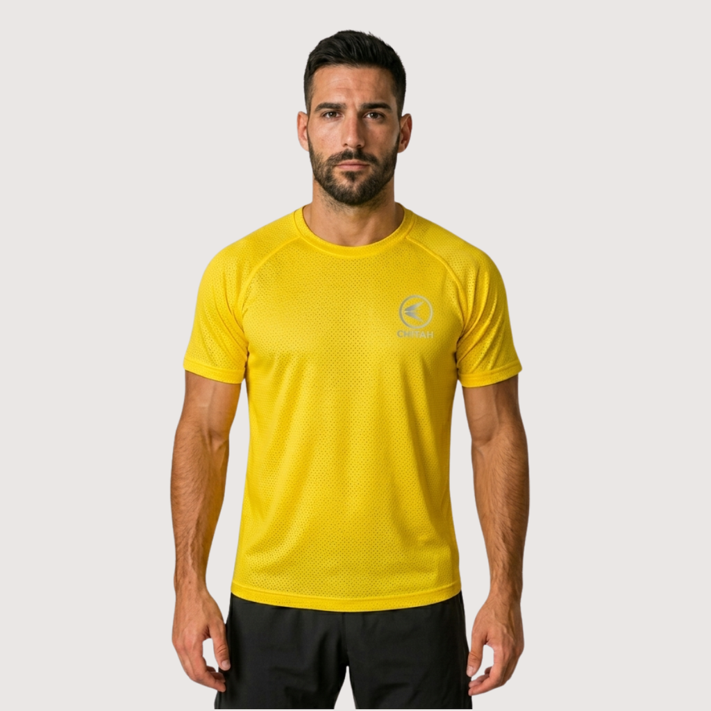 Remera Técnica Chitah Amarillo | Running y Gym Dry Fit | Corvus