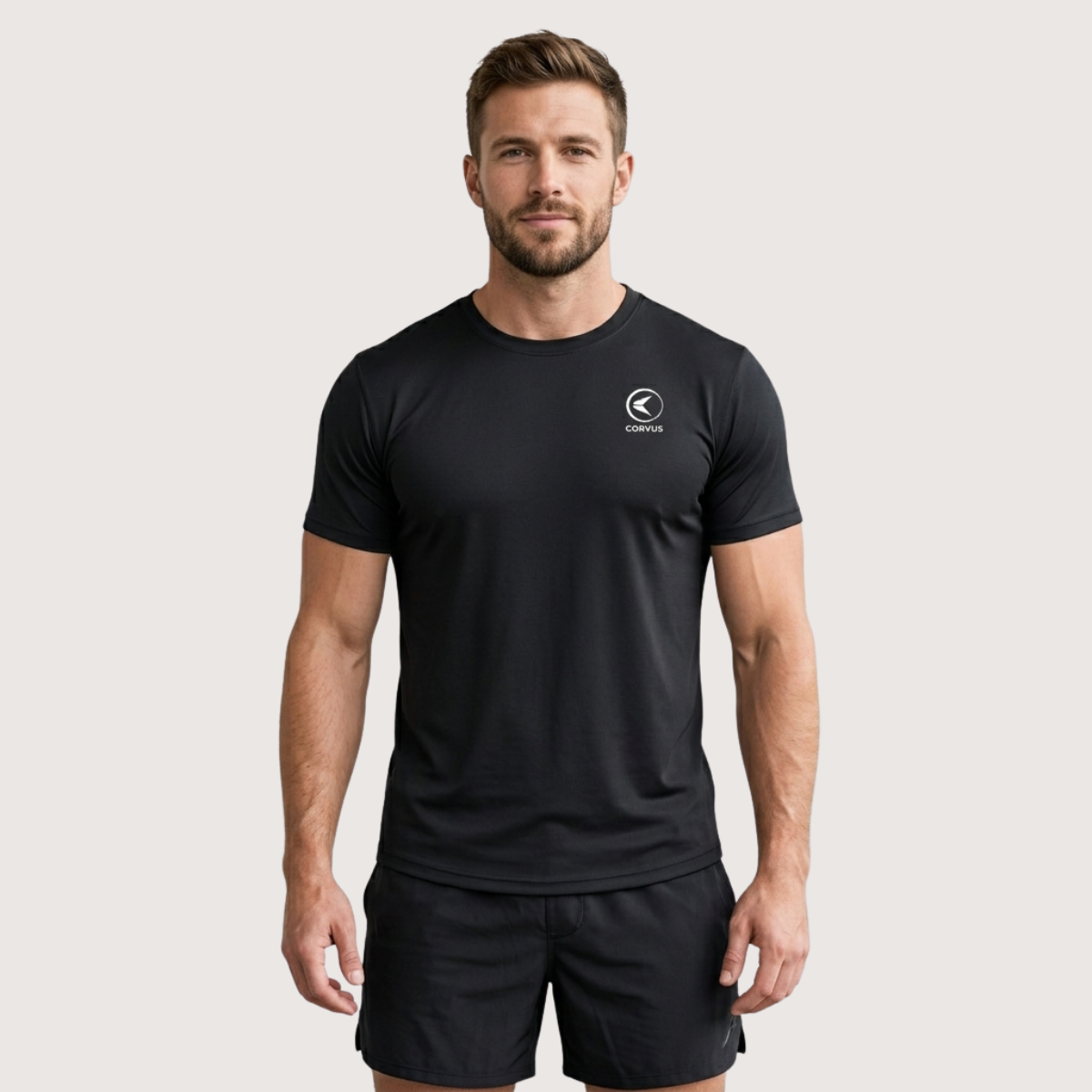 Remera Técnica Hombre Maratón Negro | Running & Gym | Corvus