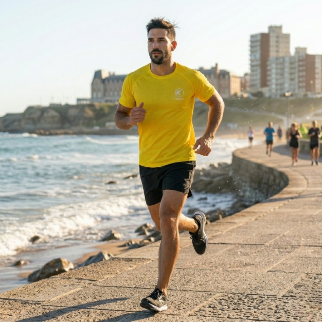 Remera Técnica Chitah Amarillo | Running y Gym Dry Fit | Corvus