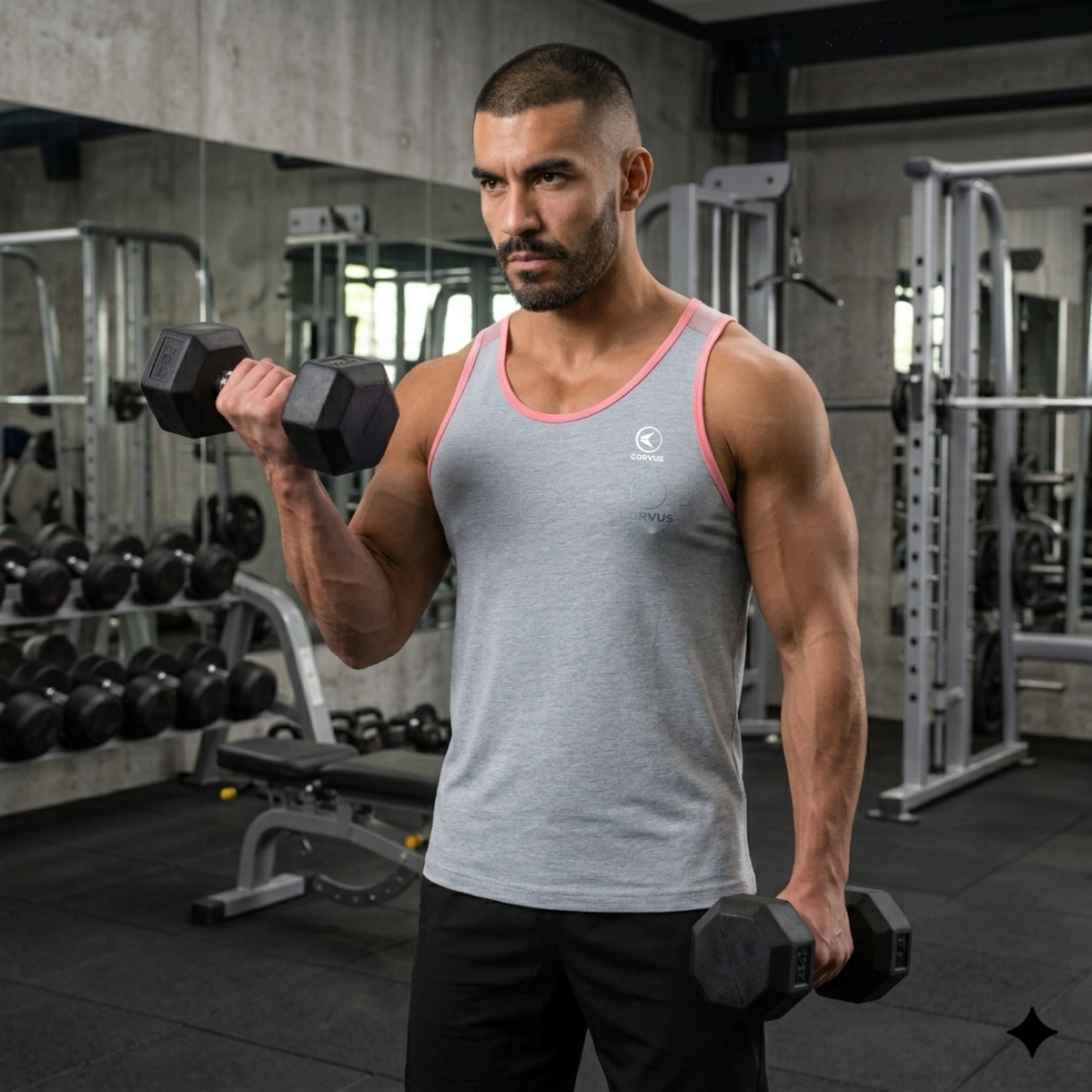 Musculosa Deportiva Hombre Force Algodón Gris | Gym & Running | Corvus