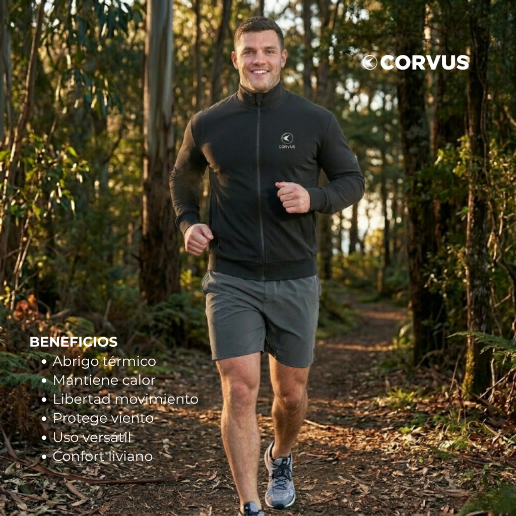 Campera Térmica Nativo Negro | Running, Trail y Uso Urbano | Corvus