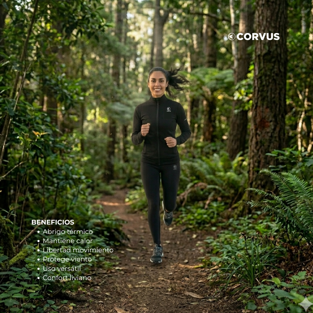 Campera Térmica Therma Negro | Running, Trail y Uso Urbano | Corvus
