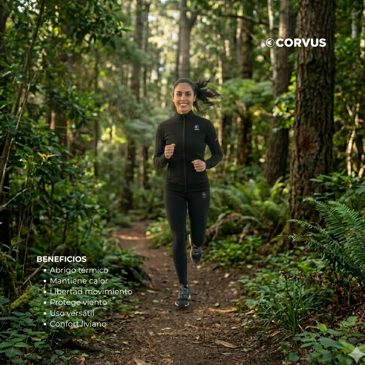 Campera Térmica Therma Negro | Running, Trail y Uso Urbano | Corvus