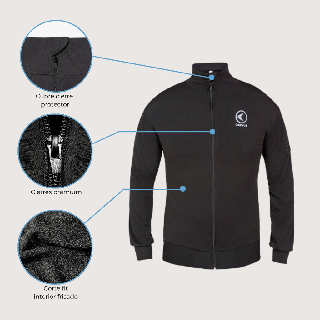 Campera Térmica Nativo Negro | Running, Trail y Uso Urbano | Corvus