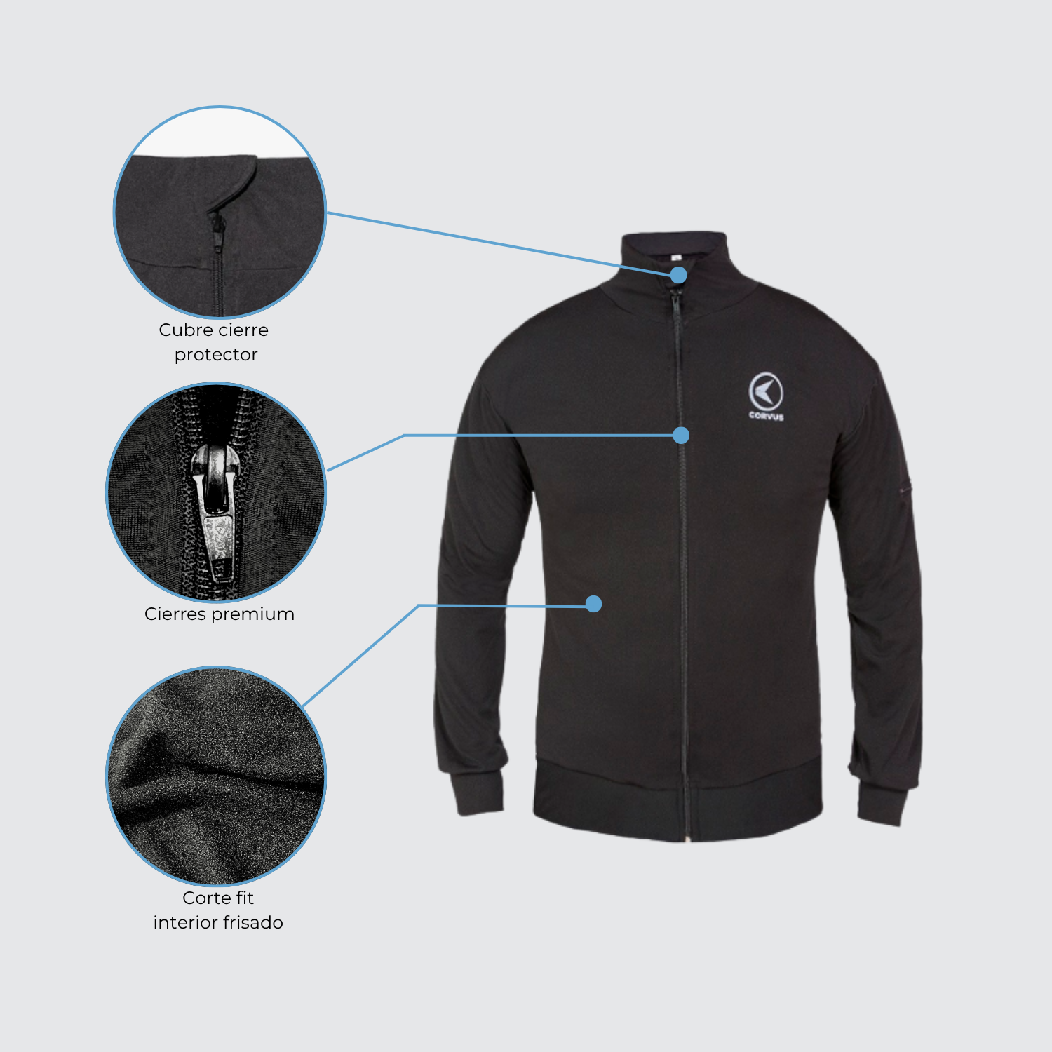Campera Térmica Therma Negro | Running, Trail y Uso Urbano | Corvus