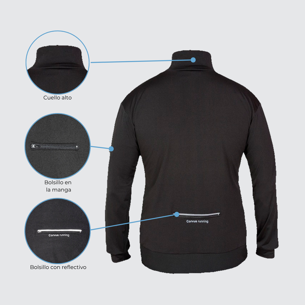 Campera Térmica Therma Negro | Running, Trail y Uso Urbano | Corvus