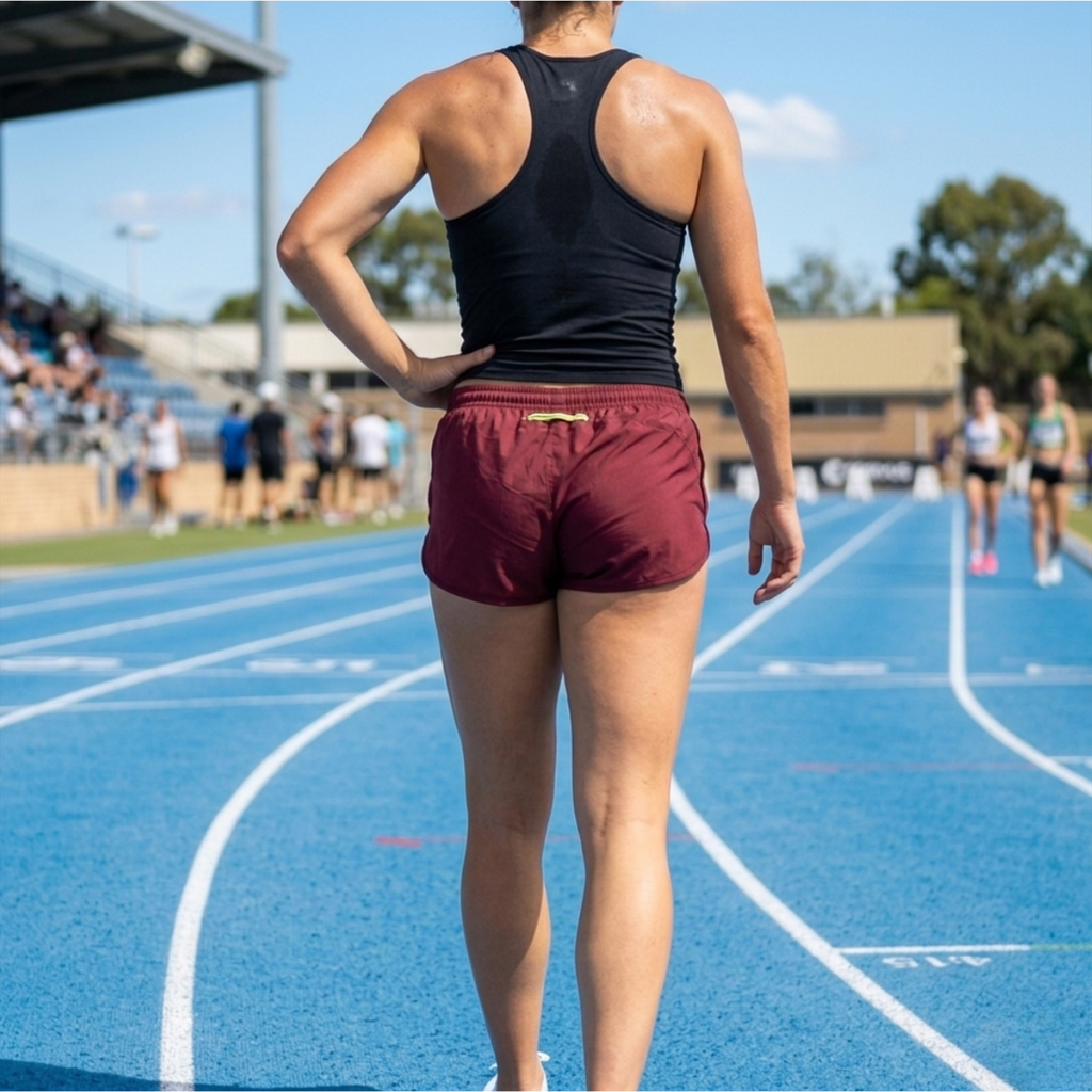 Short con suspensor Shortrun bordeaux mujer