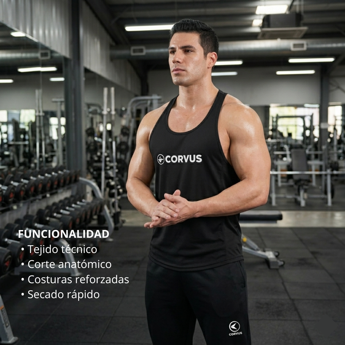 Musculosa Olímpica Genesis Cian | Gimnasio y Culturismo | Corvus