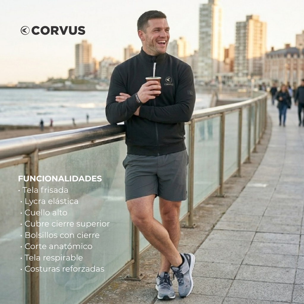 Campera Térmica Nativo Negro | Running, Trail y Uso Urbano | Corvus