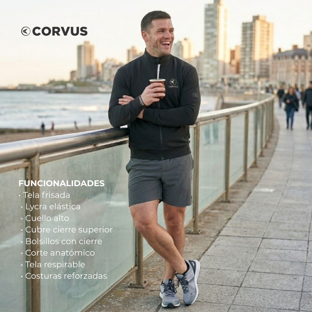 Campera Térmica Nativo Negro | Running, Trail y Uso Urbano | Corvus