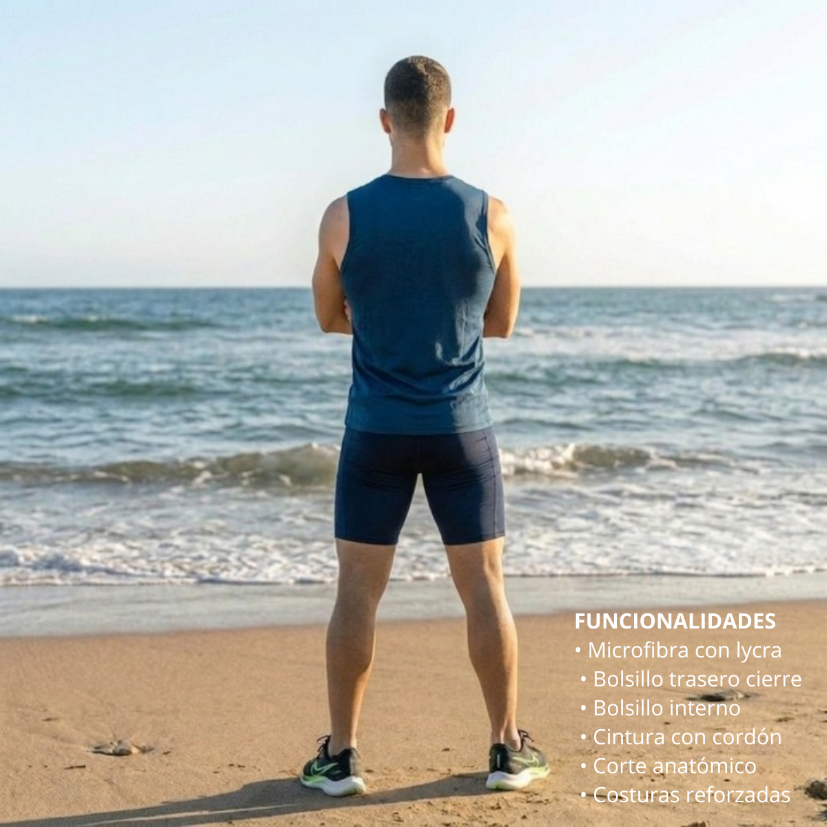 Calza Biker Omega Negro | Running y Gym con Bolsillos | Corvus