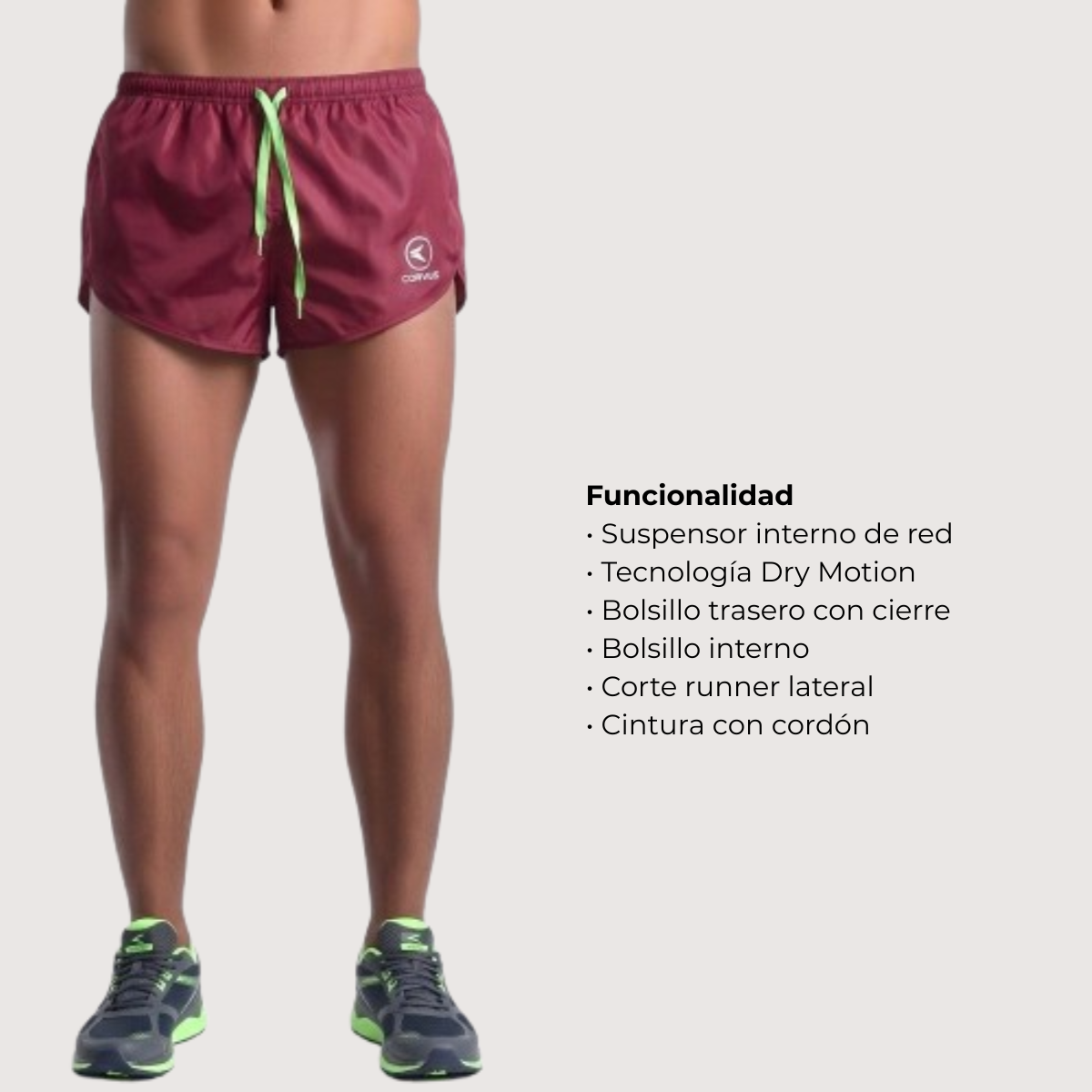 Short con suspensor Shortrun coral hombre