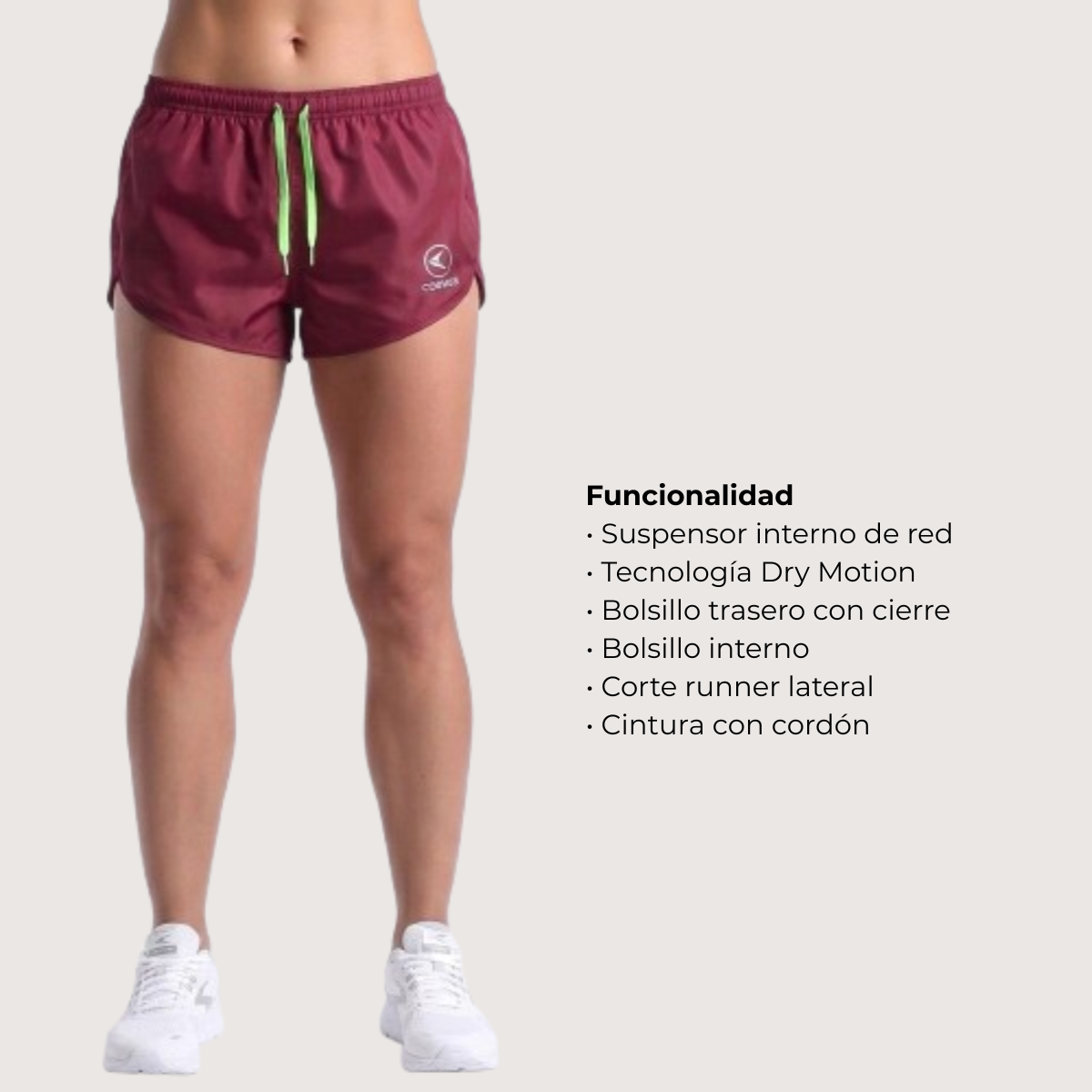Short con suspensor Shortrun bordeaux mujer