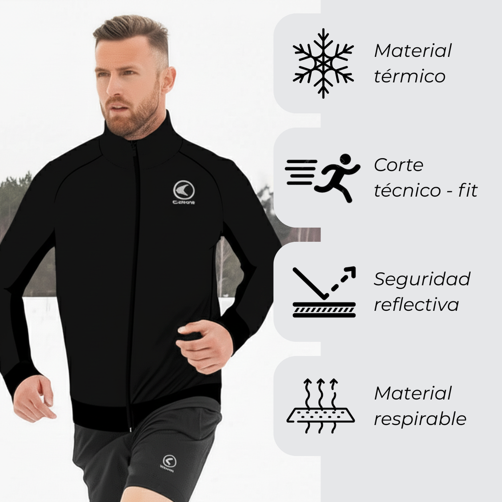 Campera Térmica Nativo Negro | Running, Trail y Uso Urbano | Corvus