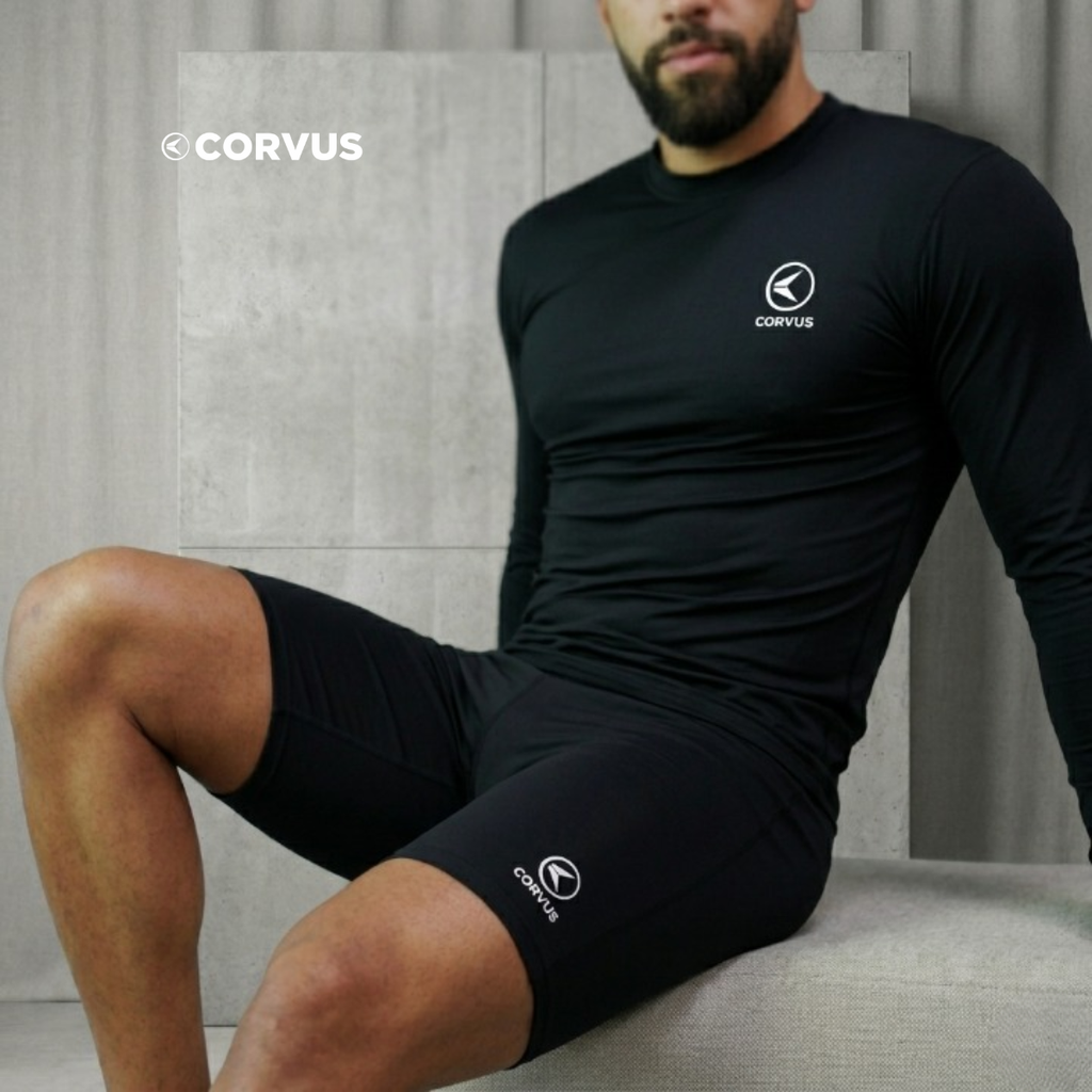 Calza Biker Omega Negro | Running y Gym con Bolsillos | Corvus