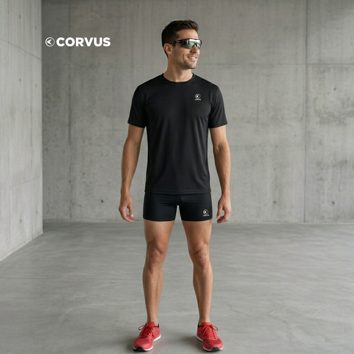 Calza Corta Deportiva Piccolo Negro | Running y Gimnasio | Corvus