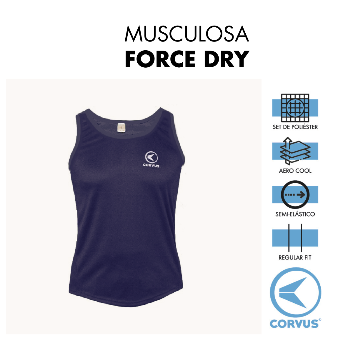 Musculosa force dry negro