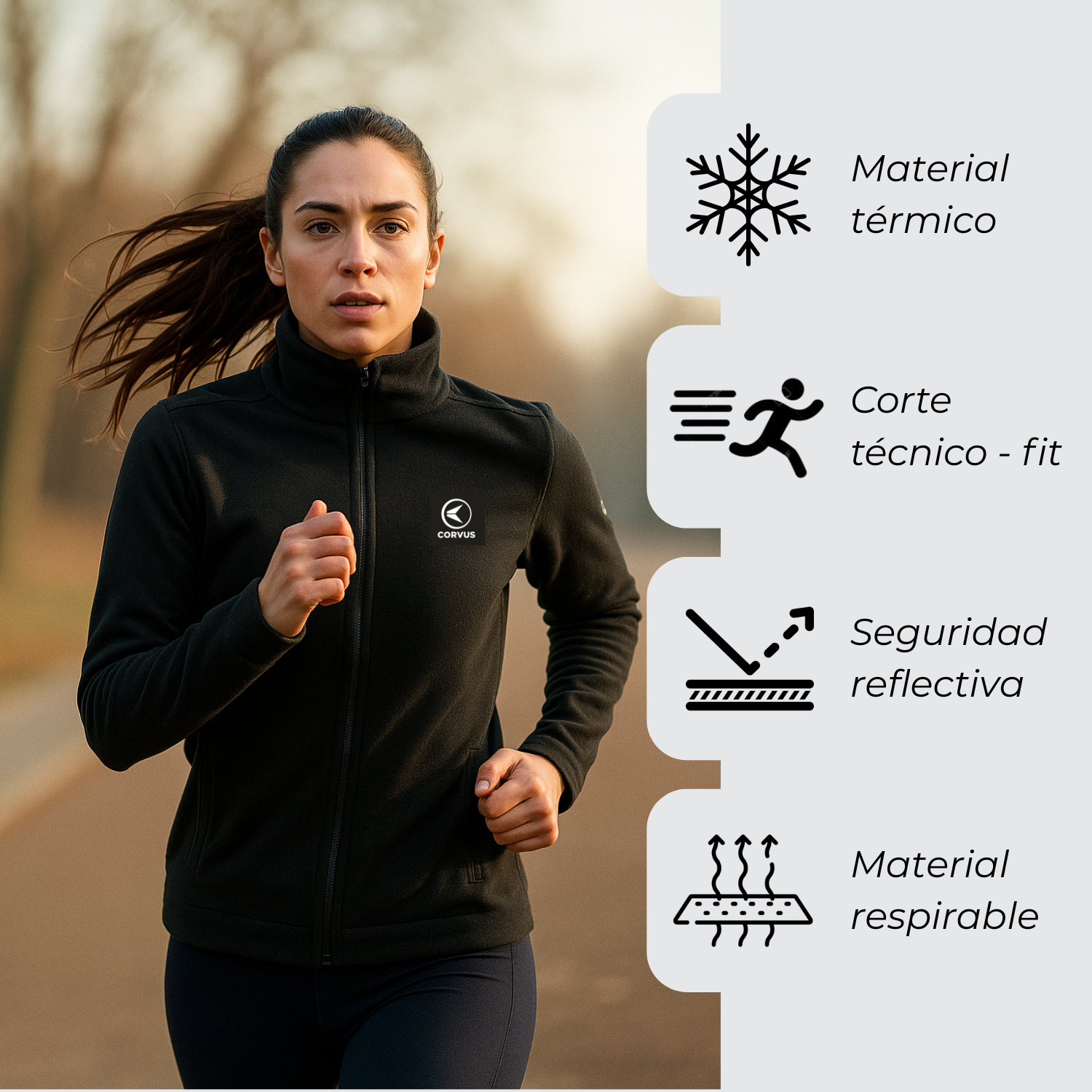 Campera Térmica Therma Negro | Running, Trail y Uso Urbano | Corvus