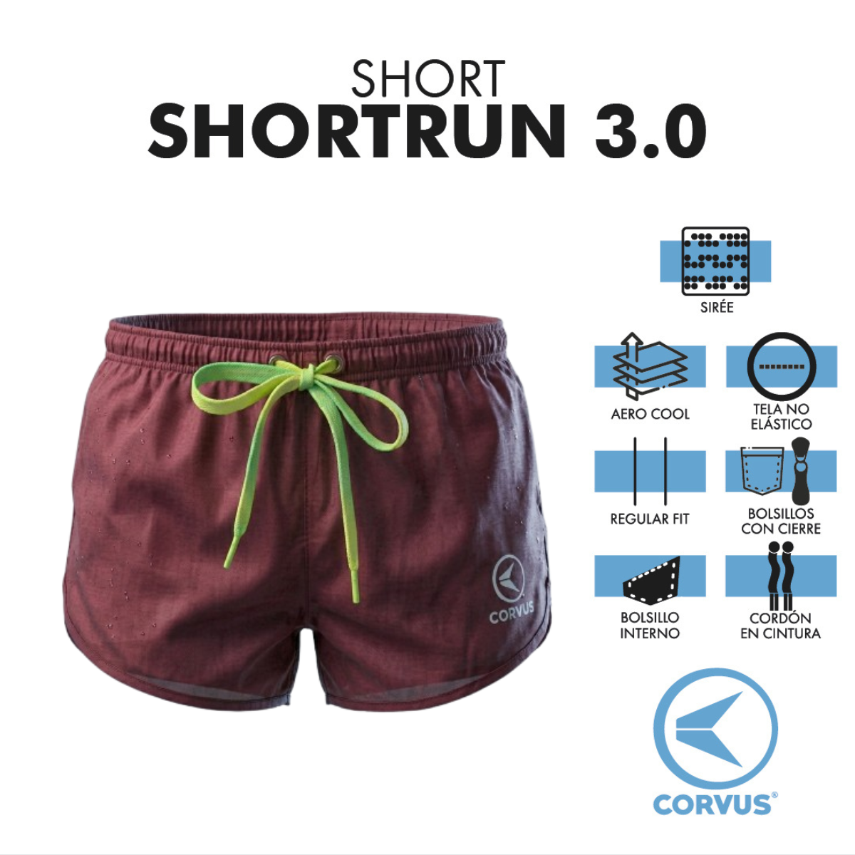 Short con suspensor Shortrun bordeaux hombre